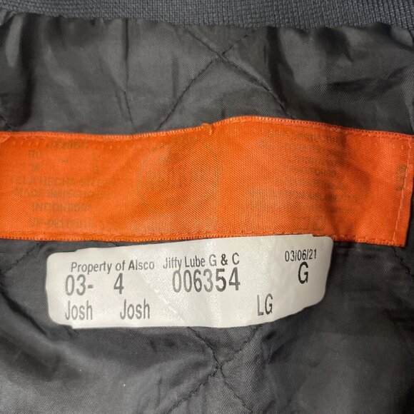 Red Cap Work Wear Mechanic Jacket Men’s L Jiffy Lube Quilted Lined Bomber Black - Picture 5 of 11